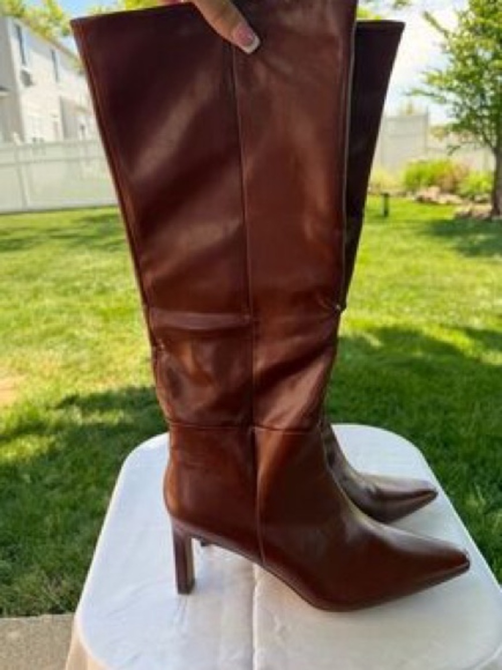 New York And Company Womens Mae Pointed Toe Boot Brown size 11